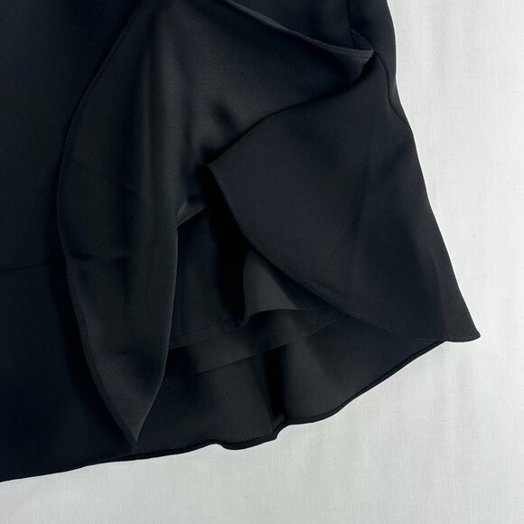 Banana Republic Flounce Mini Skirt Womens Sz 10 Back Zip Lined Ruffle Hem Black - Picture 11 of 13